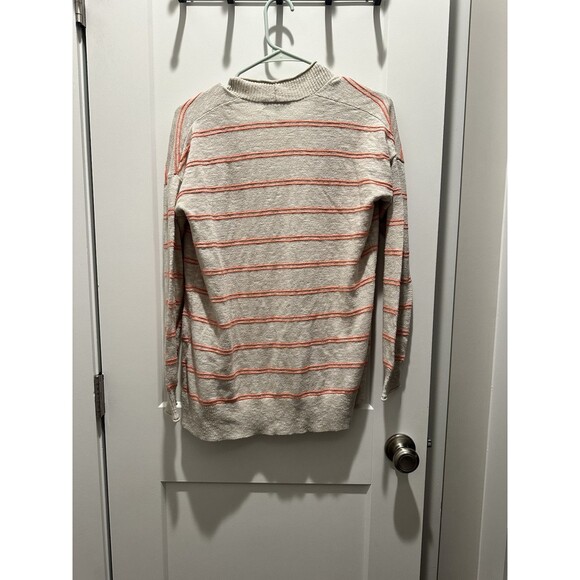 Madewell Bradley Cardigan Sweater in Textured Stripe Size XS oatmeal/coral - Picture 6 of 6